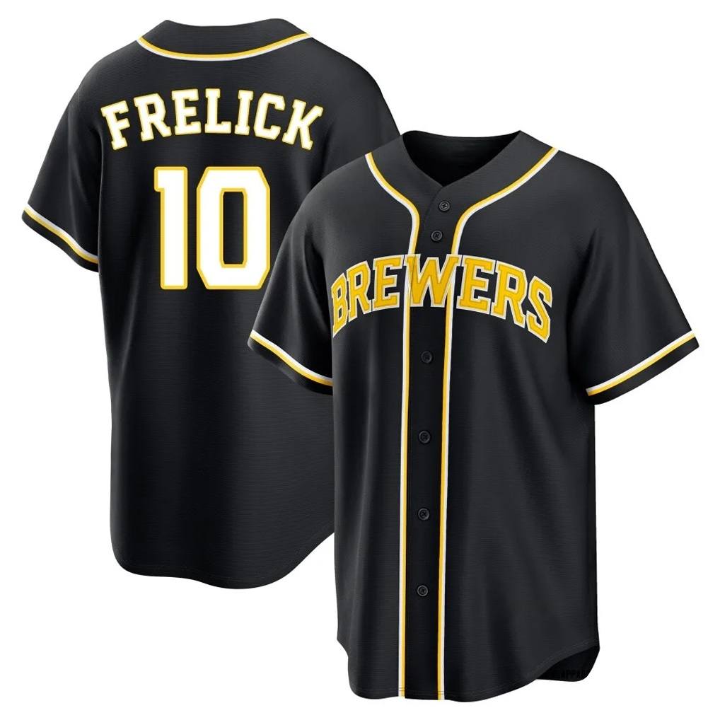 Milwaukee Brewers #10 Sal Frelick Player Black FEDASGOGE Fashion Out Home Game Stitched Jerseys