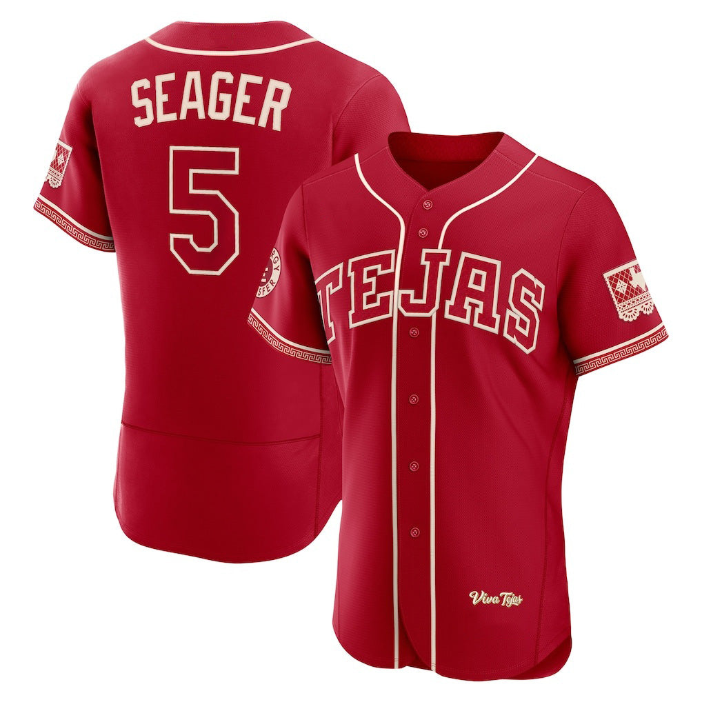 Texas Rangers #5 Corey Seager Red FEDASGOGE 2026 City Connect Authentic Sponsor Patch Jersey