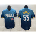 Philadelphia Phillies #55 Ranger Suarez Blue FEDASGOGE 2024 City Player Number Cool Base Jerseys