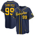 Milwaukee Brewers #99 Gary Sanchez Player Navy FEDASGOGE Home Stadium Game Stitched Jerseys