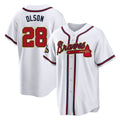 Atlanta Braves #28 Matt Olson Player White Gold FEDASGOGE Home Game Stitched Jerseys