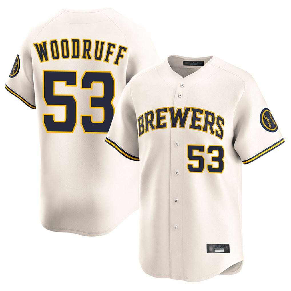 Milwaukee Brewers #53 Brandon Woodruff Player Cream FEDASGOGE Home Limited Game Stitched Jerseys