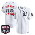 Custom Detroit Tigers White FEDASGOGE USA 250 Fourth of July Vapor Premier Limited Jersey ¨C All Stitched