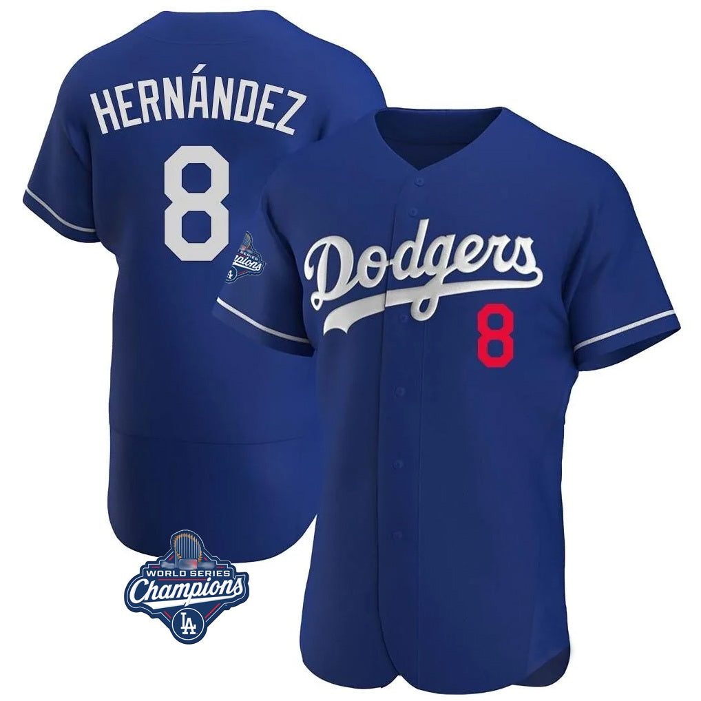 Los Angeles Dodgers #8 Enrique Hern¨¢ndez Player Royal FEDASGOGE World Series Meet Limited Elite Home Stitched Jerseys