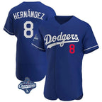 Los Angeles Dodgers #8 Enrique Hern¨¢ndez Player Royal FEDASGOGE World Series Meet Limited Elite Home Stitched Jerseys
