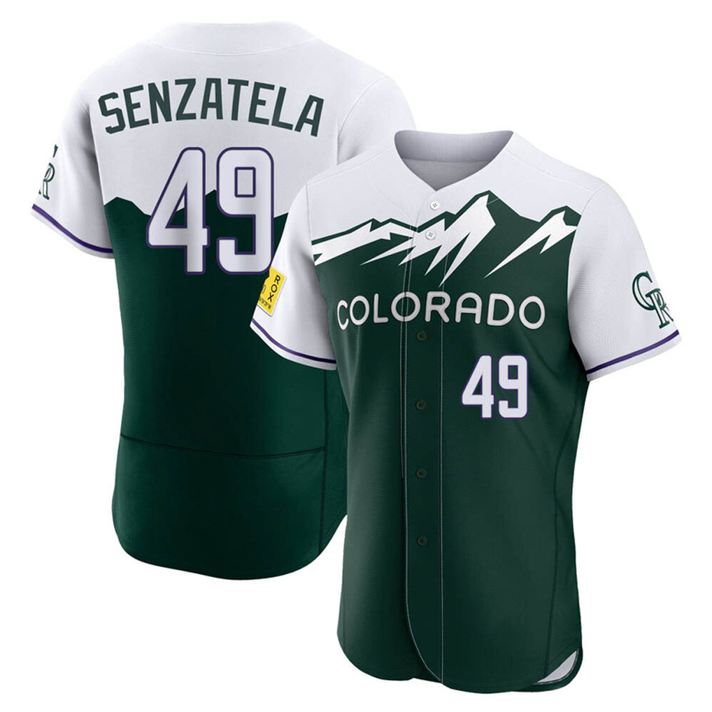 Colorado Rockies #49 Antonio Senzatela Player Green FEDASGOGE City Connect Limited Elite Home Stitched Jerseys