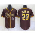 San Diego Padres #23 Fernando Tatis Jr Brown FEDASGOGE NEW 2023 Cool Base Stitched Jersey 2