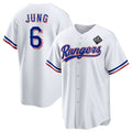 Texas Rangers #6 Josh Jung 2023 White FEDASGOGE World Series Stitched Jersey