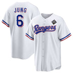 Texas Rangers #6 Josh Jung 2023 White FEDASGOGE World Series Stitched Jersey
