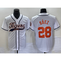 Detroit Tigers #28 Javier B¨¢ez FEDASGOGE White Cool Base Stitched Jersey