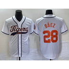 Detroit Tigers #28 Javier B¨¢ez FEDASGOGE White Cool Base Stitched Jersey