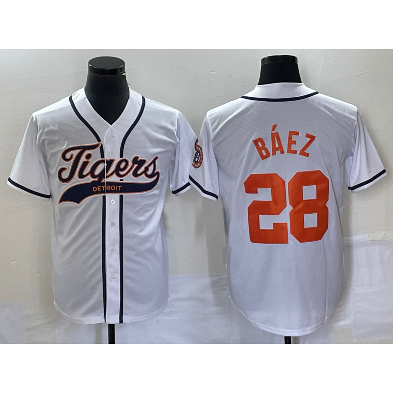 Detroit Tigers #28 Javier B¨¢ez FEDASGOGE White Cool Base Stitched Jersey