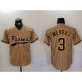 San Diego Padres #3 Jackson Merrill Tan FEDASGOGE 2023 Cool Base Stitched Jersey 2
