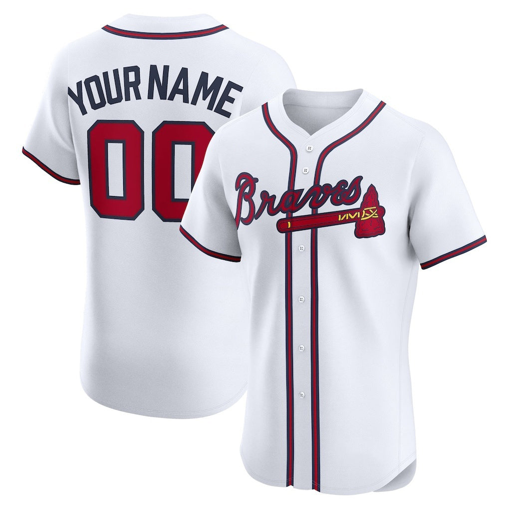 Custom Atlanta Braves White FEDASGOGE Home Elite Jersey