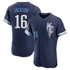 Kansas City Royals #16 Bo Jackson Player Navy FEDASGOGE City Connect Limited Elite Home Stitched Jerseys