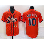 Houston Astros #10 Yuli Gurriel Number Orange FEDASGOGE With Patch Cool Base Stitched Jersey