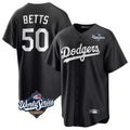 Los Angeles Dodgers #50 Mookie Betts Player Black FEDASGOGE World Series Carbon Limited Game Stitched Jerseys