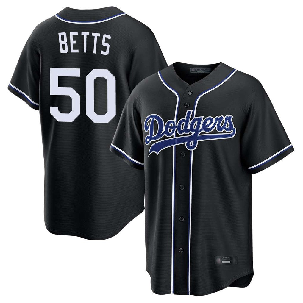 Los Angeles Dodgers #50 Mookie Betts Player Black FEDASGOGE Carbon Limited Home Stitched Jerseys