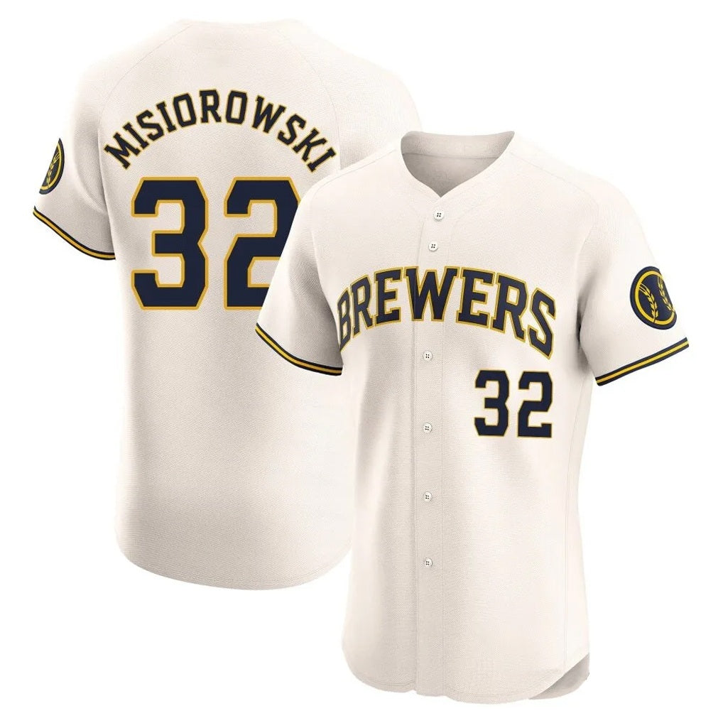 Milwaukee Brewers #32 Jacob Misiorowski Player Cream FEDASGOGE Home Limited Elite Stitched Jerseys