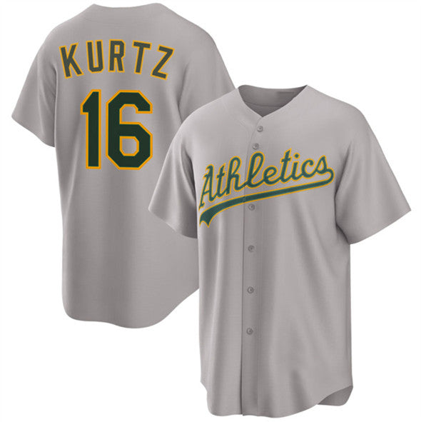 Oakland Athletics #16 Nick Kurtz Gray FEDASGOGE 2024 Away Limited Stitched Jersey