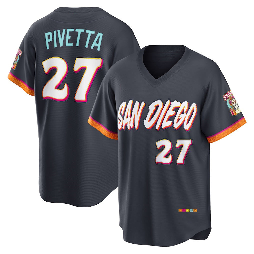 San Diego Padres #27 Nick Pivetta Obsidian FEDASGOGE 2026 City Connect Stadium Jersey