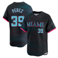 Miami Marlins #39 Eury Perez Player Black FEDASGOGE City Connect Home Limited Stitched Jerseys