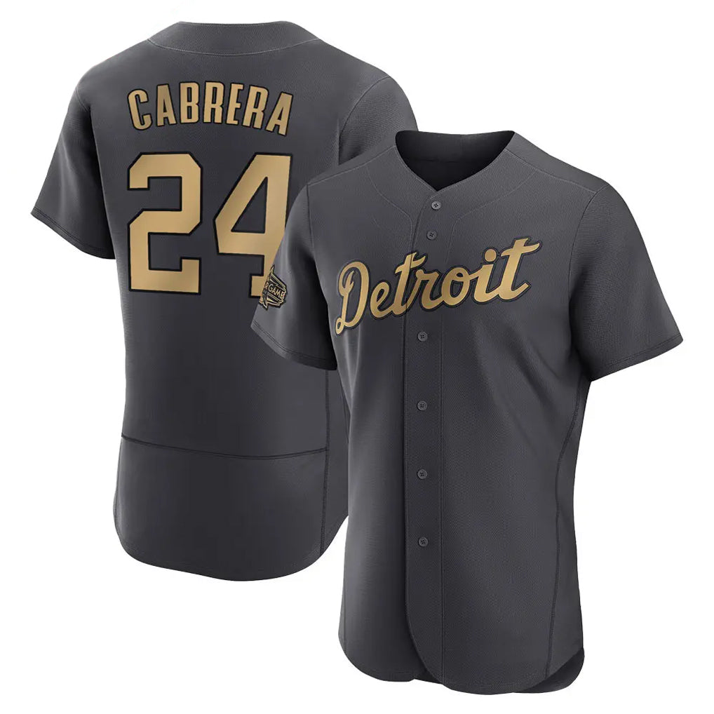 Detroit Tigers #24 Miguel Cabrera Player Charcoal FEDASGOGE All-Star Limited Elite Home Stitched Jerseys