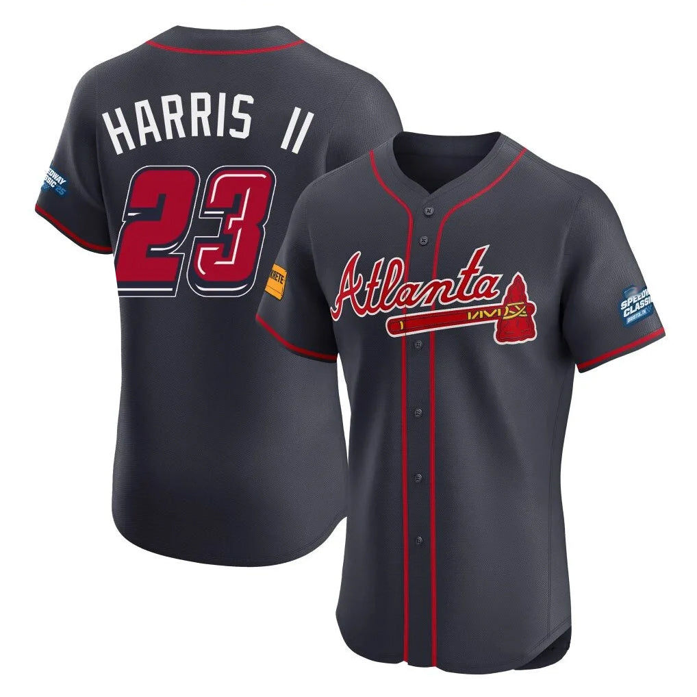 Atlanta Braves #23 Michael Harris II Player Navy FEDASGOGE 2025 Speedway Classic Limited Elite Home Game Stitched Jerseys
