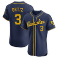 Milwaukee Brewers #3 Joey Ortiz Player Navy FEDASGOGE Home Limited Elite Stitched Jerseys