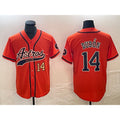 Houston Astros #14 Mauricio Dubon Number Orange FEDASGOGE With Patch Cool Base Stitched Jersey