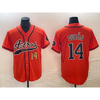 Houston Astros #14 Mauricio Dubon Number Orange FEDASGOGE With Patch Cool Base Stitched Jersey