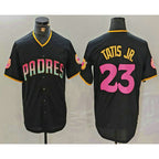 San Diego Padres #23 Fernando Tatis Jr Black FEDASGOGE 20th Anniversary Cool Base Stitched Jersey