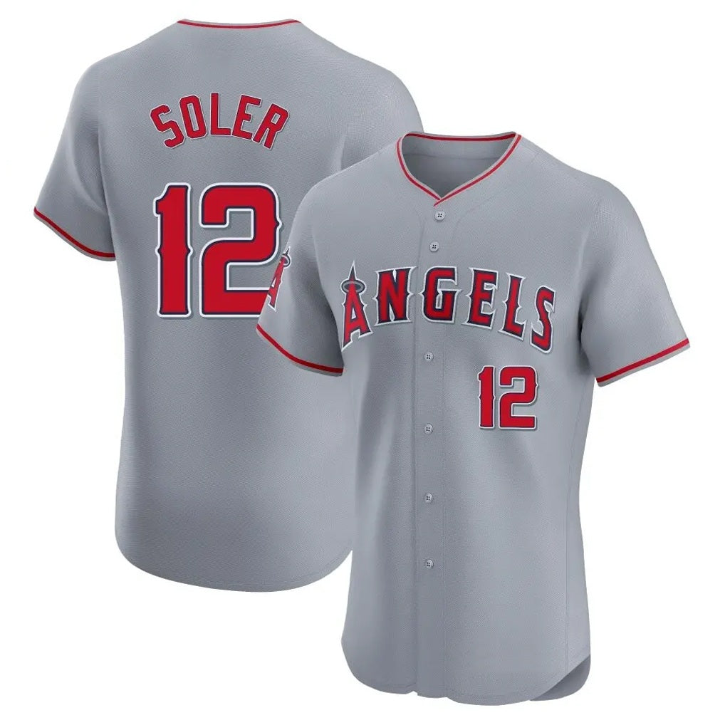 Los Angeles Angels #12 Jorge Soler Player Gray FEDASGOGE Home Limited Elite Stitched Jerseys