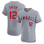 Los Angeles Angels #12 Jorge Soler Player Gray FEDASGOGE Home Limited Elite Stitched Jerseys