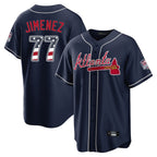 Atlanta Braves #77 Joe Jimenez Player Navy FEDASGOGE USA 250 Fourth Of July Limited Home Game Stitched Jerseys