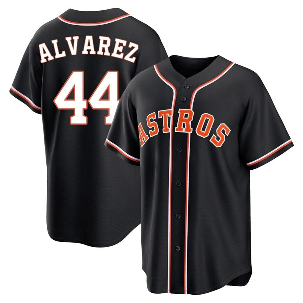 Houston Astros #44 Yordan Alvarez Player Black FEDASGOGE Fashion Out Home Game Stitched Jerseys