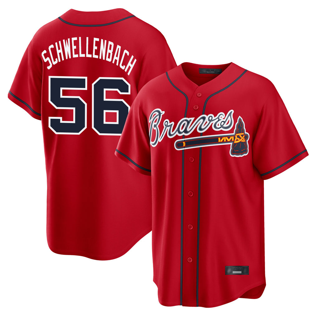 Atlanta Braves #56 Spencer Schwellenbach Player Red FEDASGOGE Home Game Stitched Jerseys