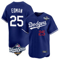 Los Angeles Dodgers #25 Tommy Edman Player Royal FEDASGOGE World Series Limited Home Stitched Jerseys