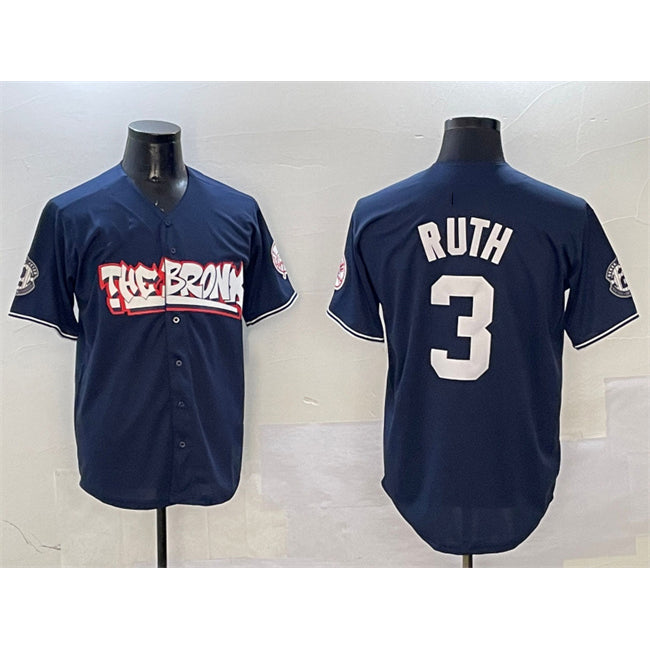 New York Yankees #3 Babe Ruth Navy FEDASGOGE Bronx Graffiti Vapor Limited Stitched Jersey