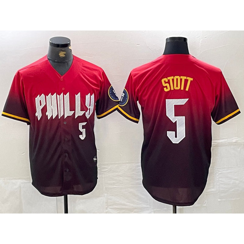 Philadelphia Phillies #5 Bryson Stott Red FEDASGOGE 2024 City Player Number Cool Base Jersey