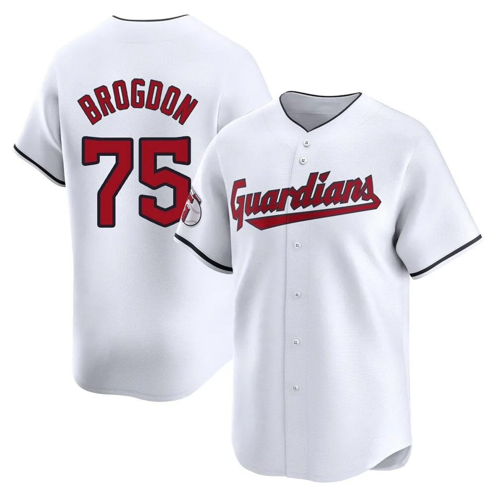Cleveland Guardians #75 Connor Brogdon Player White FEDASGOGE Limited Home Stitched Jerseys