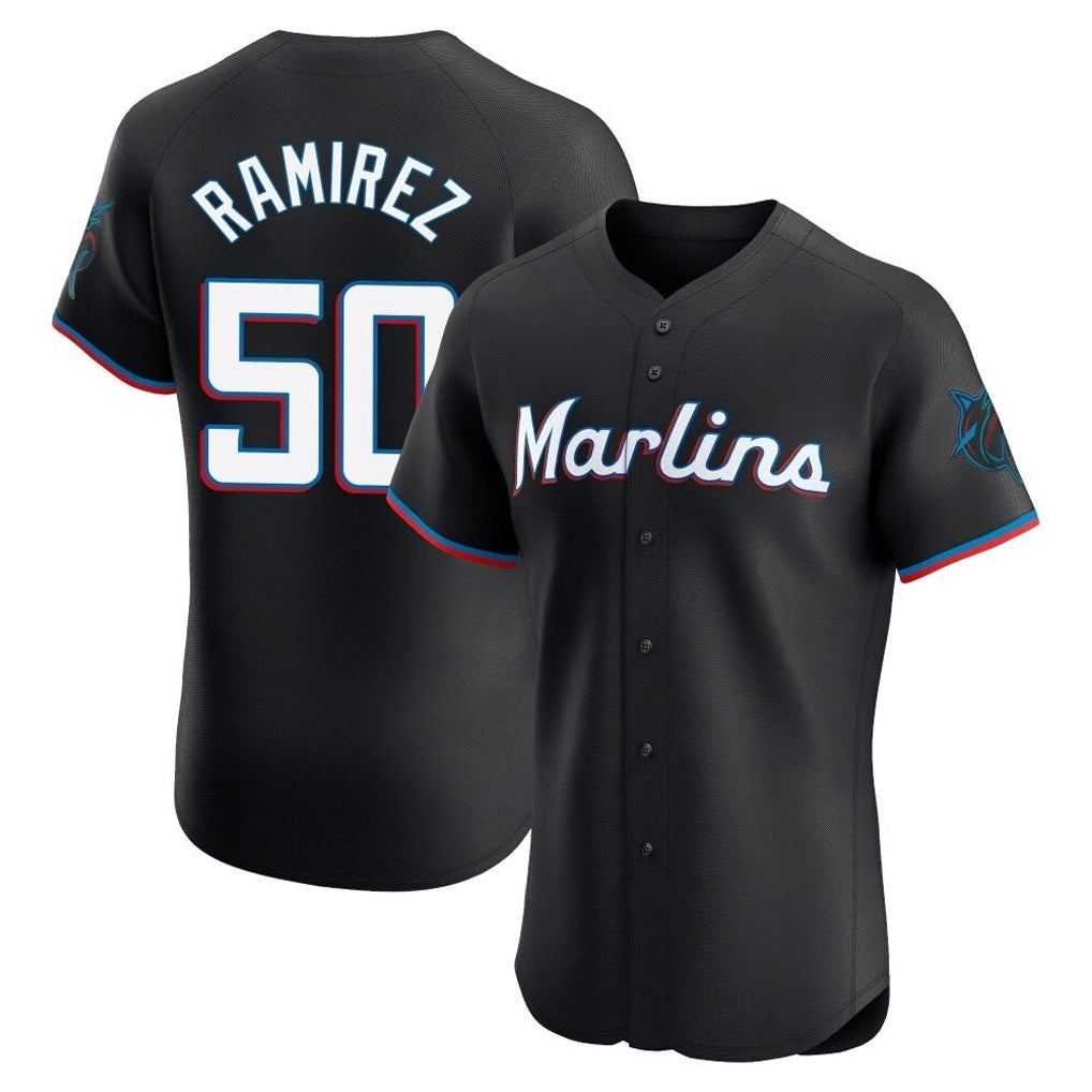 Miami Marlins #50 Agustin Ramirez Player Black FEDASGOGE Vapor Home Limited Elite Stitched Jerseys