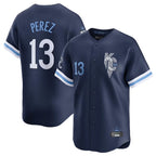 Kansas City Royals #13 Salvador Perez Player Navy FEDASGOGE City Connect Limited Home Stitched Jerseys