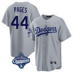Los Angeles Dodgers #44 Andy Pages Player Gray FEDASGOGE World Series Meet Game Stitched Jerseys