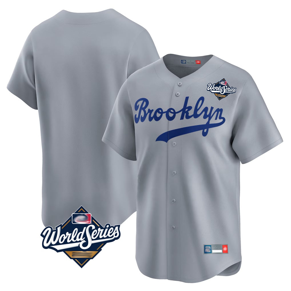 Los Angeles Dodgers Blank Player Gray FEDASGOGE Game Limited Home World Series Stitched Jerseys