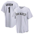 Colorado Rockies #1 Groom White FEDASGOGE Home Replica Jersey