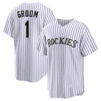Colorado Rockies #1 Groom White FEDASGOGE Home Replica Jersey