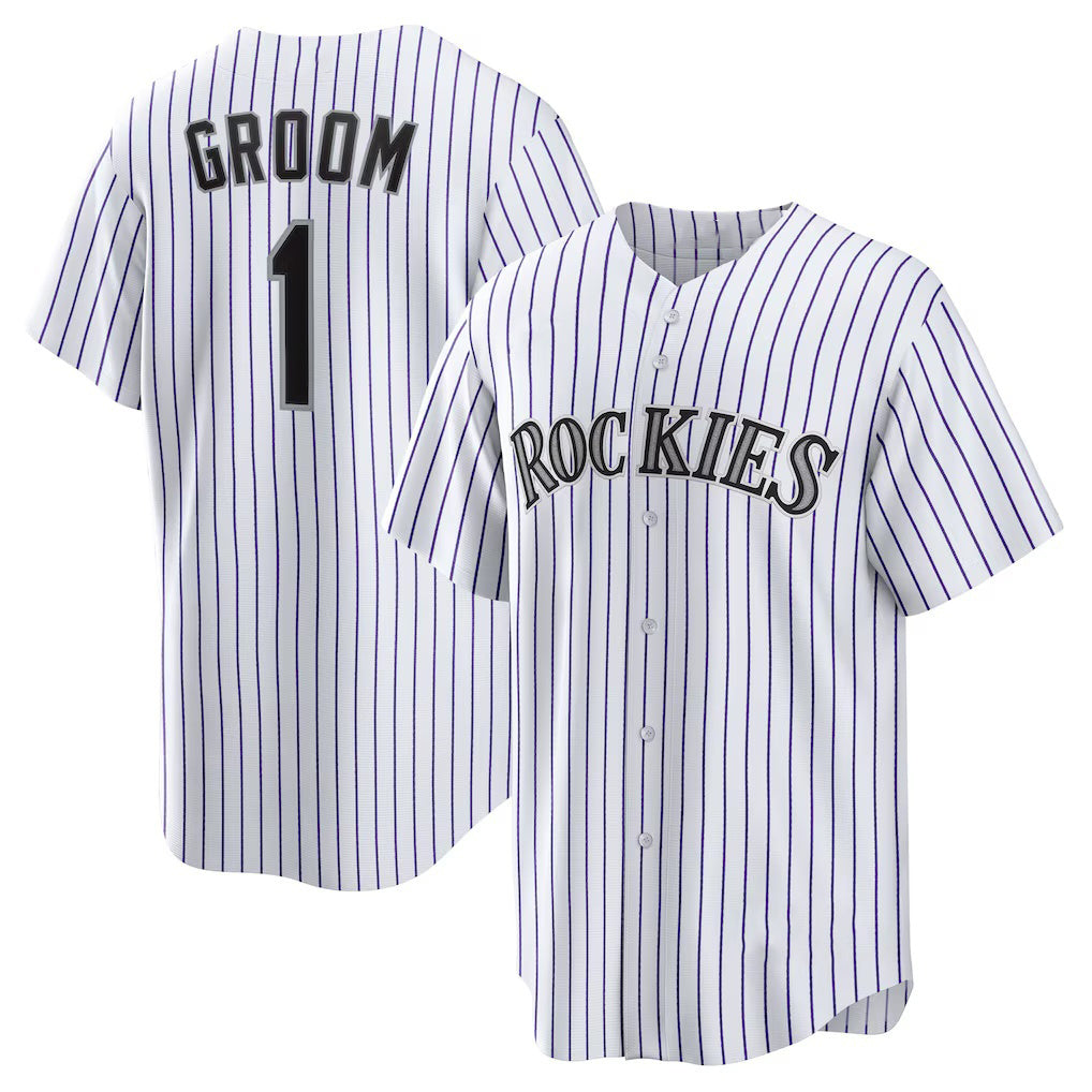 Colorado Rockies #1 Groom White FEDASGOGE Home Replica Jersey