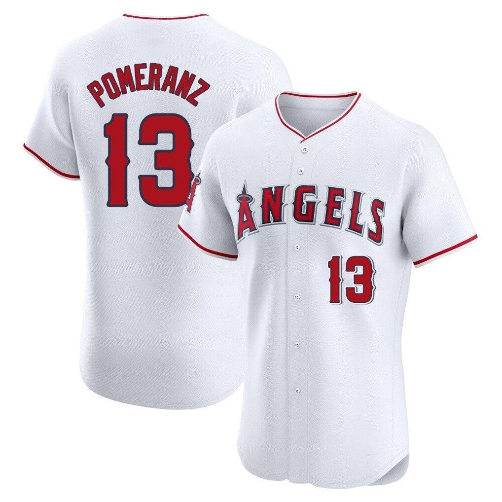 Los Angeles Angels #13 Drew Pomeranz Player White FEDASGOGE Limited Elite Stitched Home Jerseys