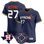 Houston Astros #27 Jose Altuve Player Navy FEDASGOGE City Connect Texas Patch Vapor Premier Limited Elite Home Stitched Jerseys